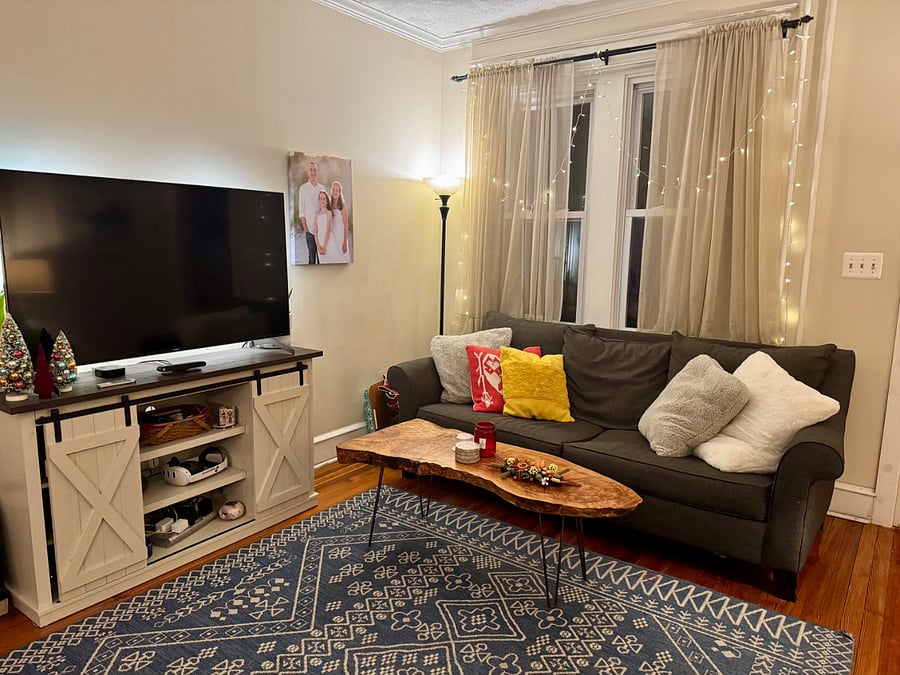 The shared living room space 