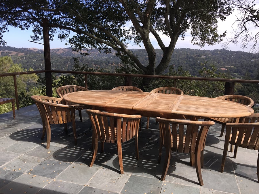 Shared back deck. Enjoy the views and the hummingbirds!
