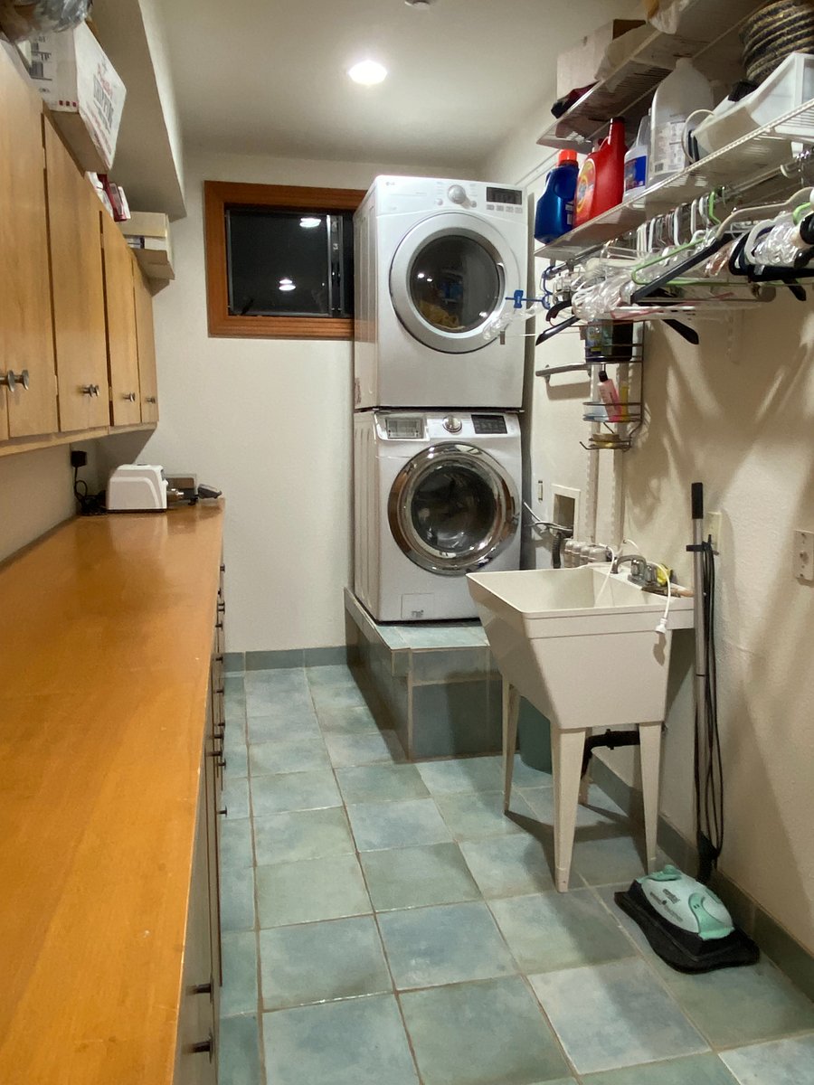 Large shared laundry room on bedroom level. Cleaning supplies included. 