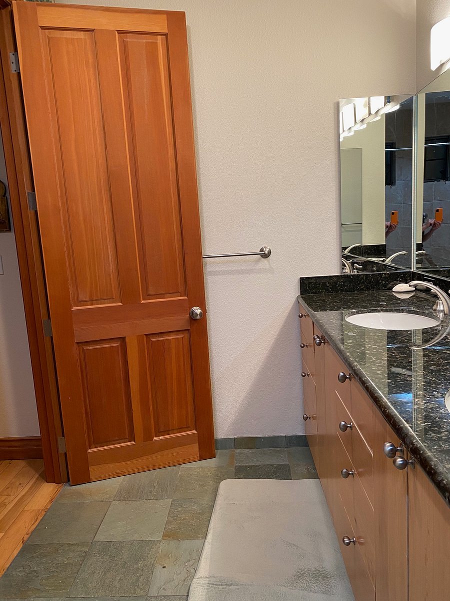 Bathroom door leading to bedroom.