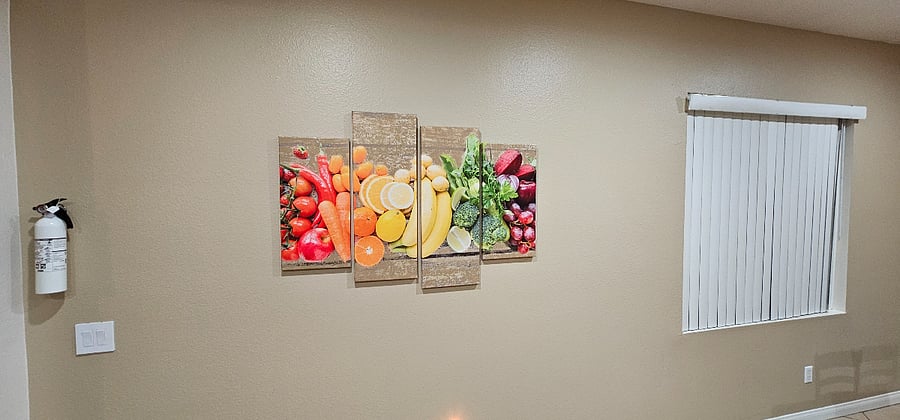 Color matching art work through out the home. 