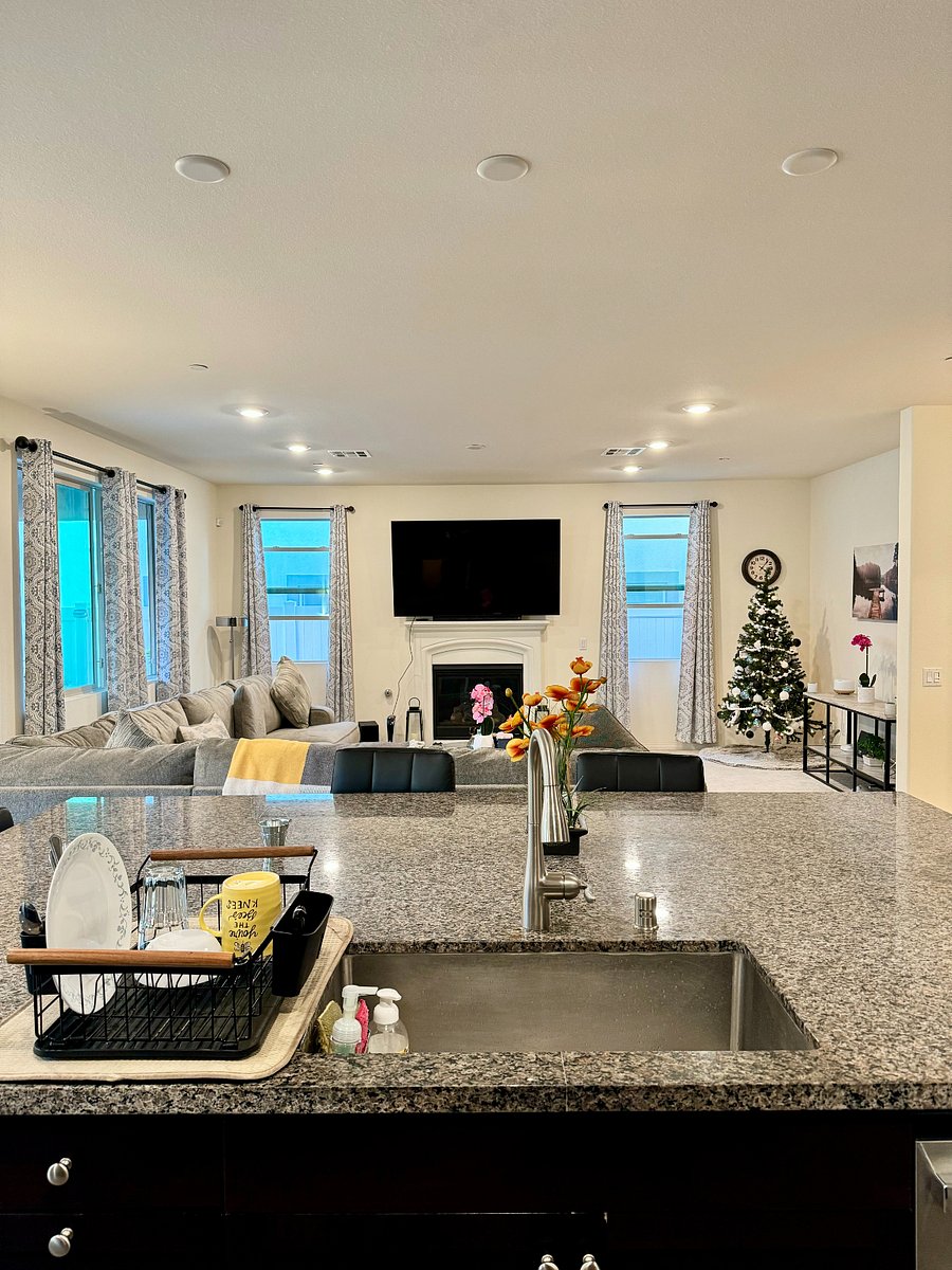 Open concept kitchen with large island.