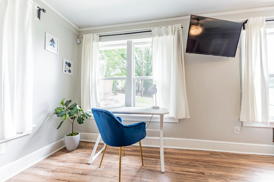Comfortable Work Area w/ viewSpacious Backyard