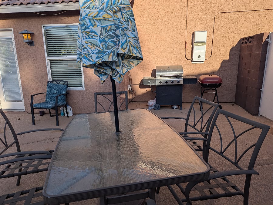 Patio table and grilling station