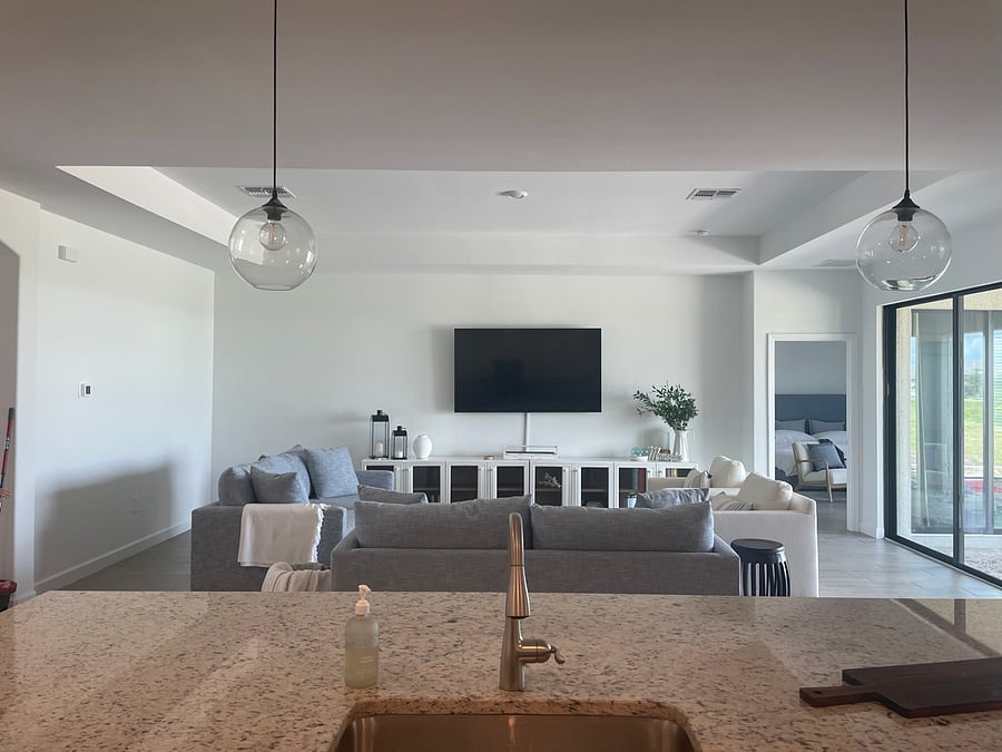 Open from kitchen to family room.