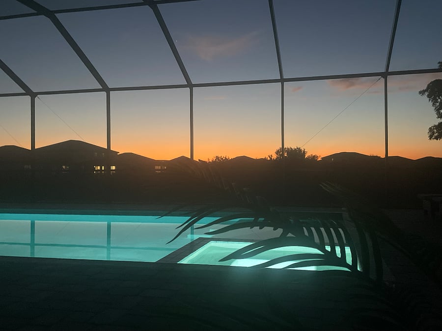 Evening sunsets by the pool