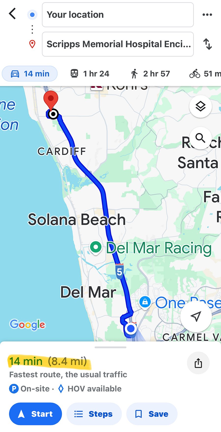 To Scripps Memorial Hospital Encinitas