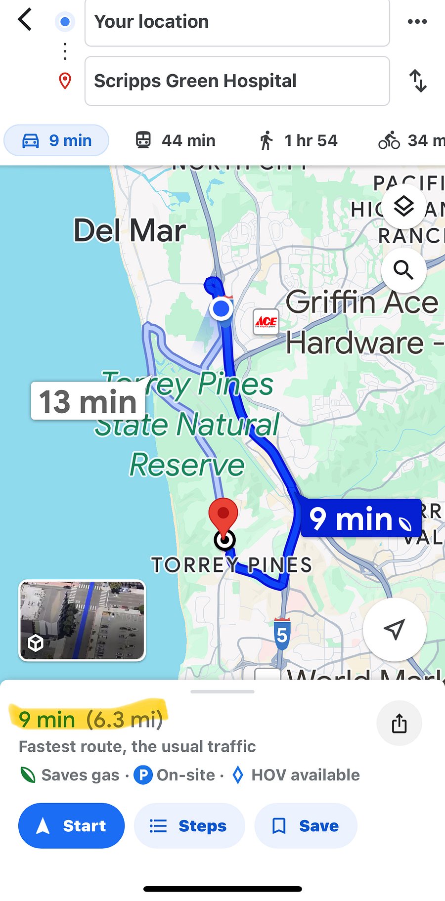 to Scripps Green hospital 
