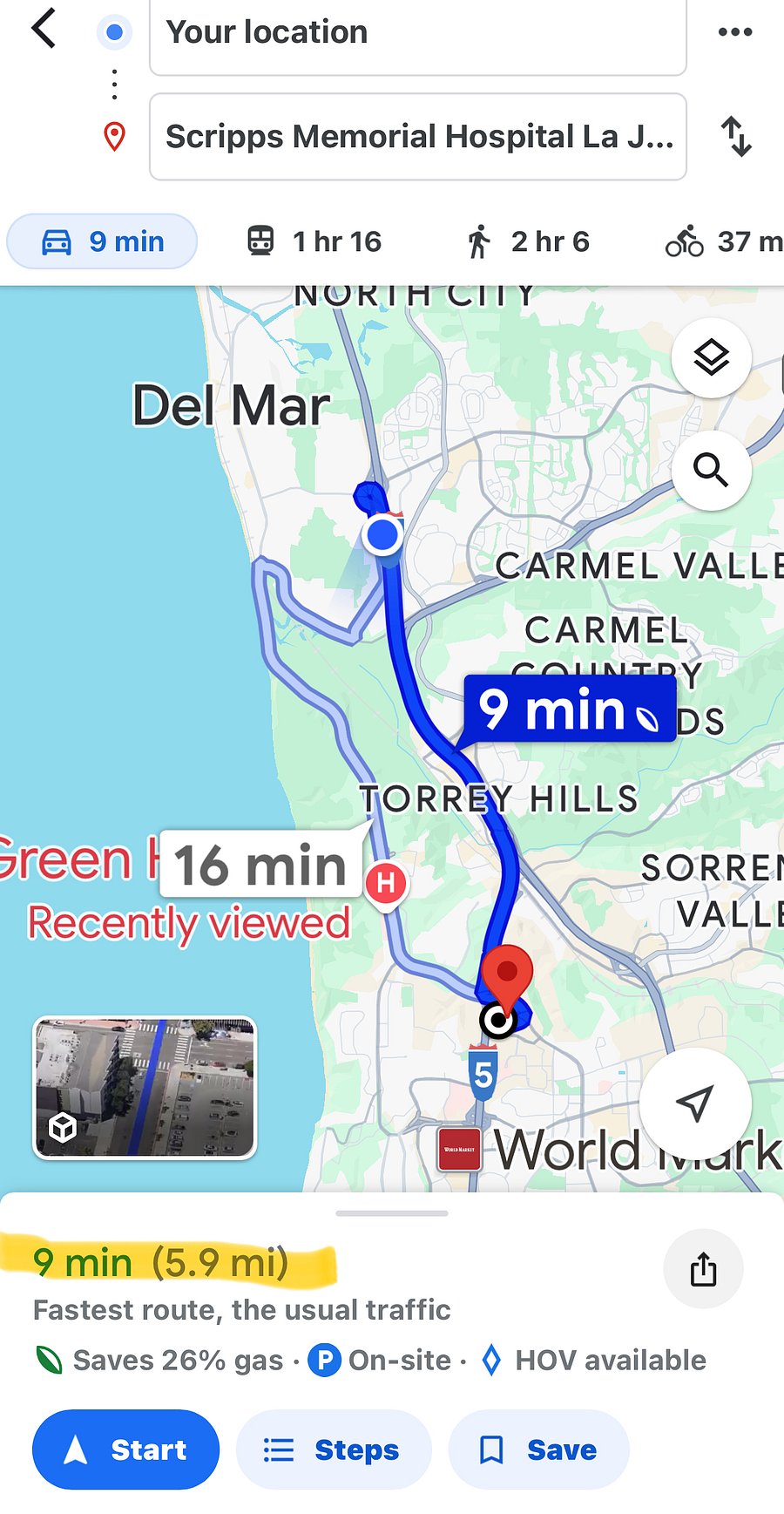 to Scripps Memorial Hospital La Jolla
