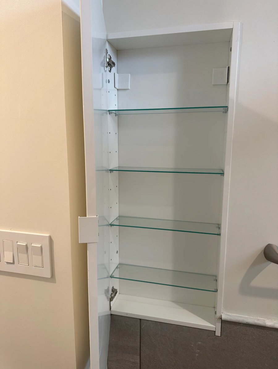 medicine cabinet at bathroom
