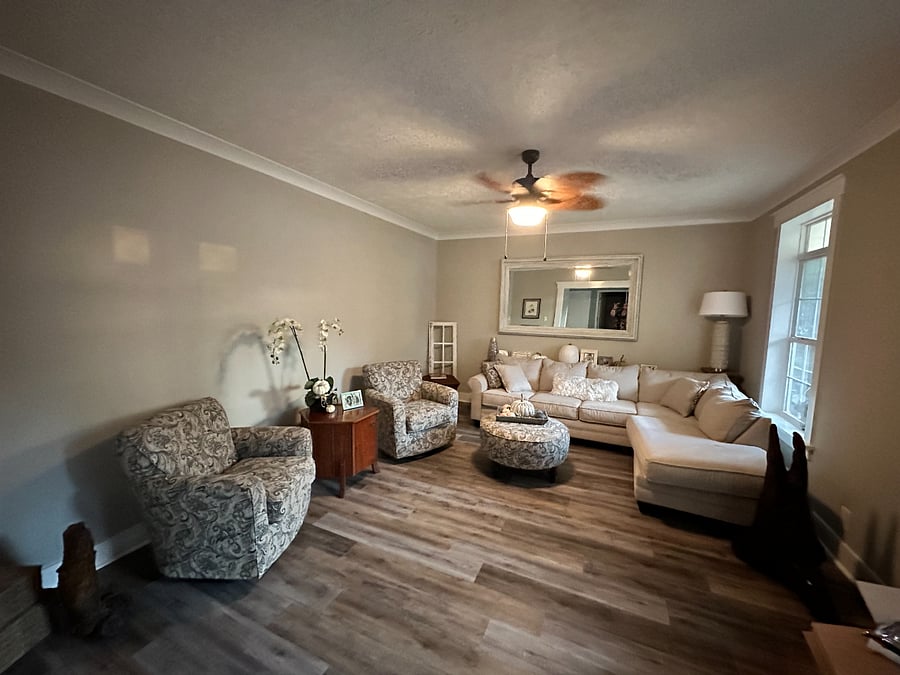 Living room. Work in progress. Still waiting for the paintings on the walls. 