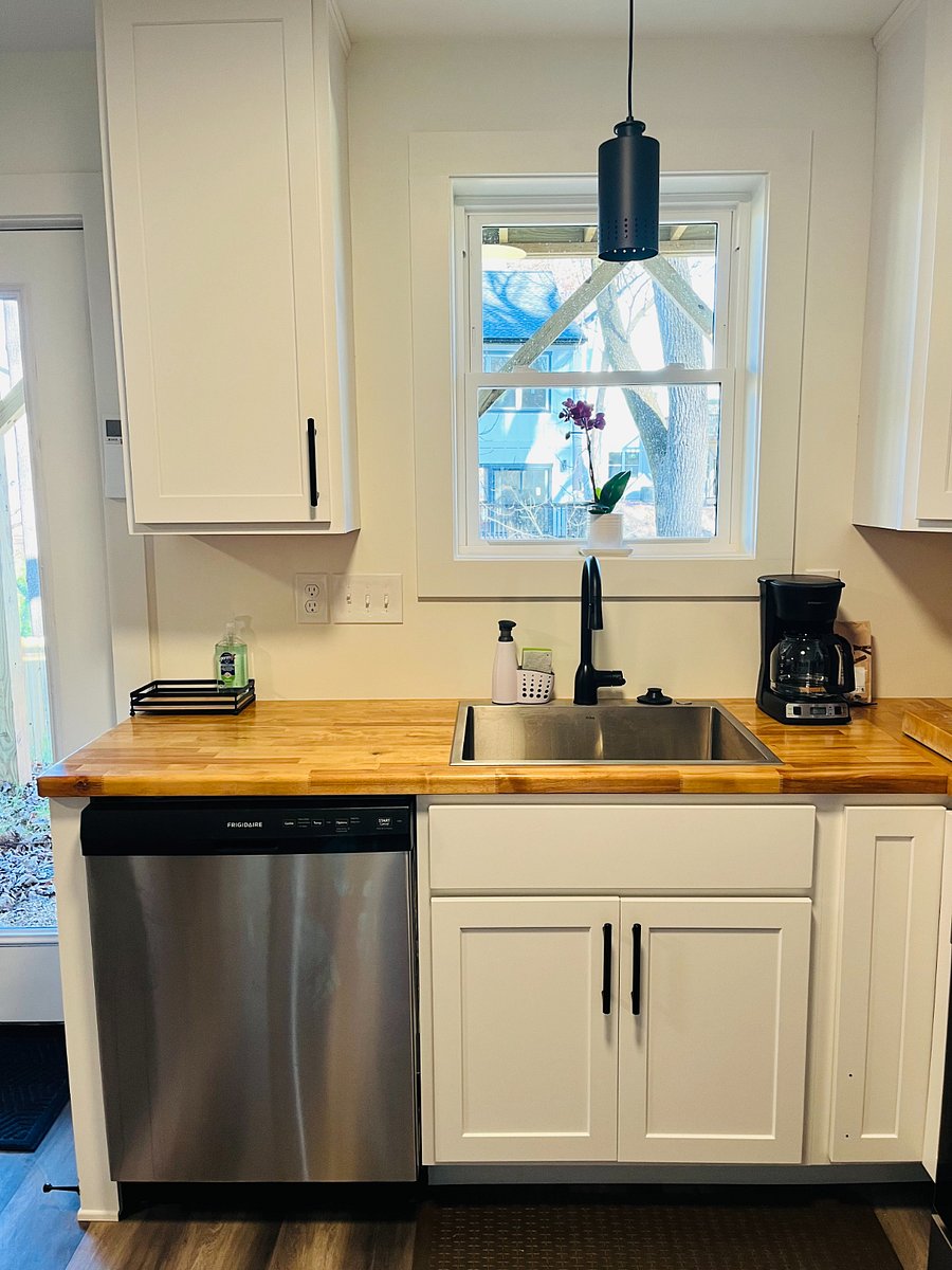 Deep Kraus stainless sink with black matte finishes throughout