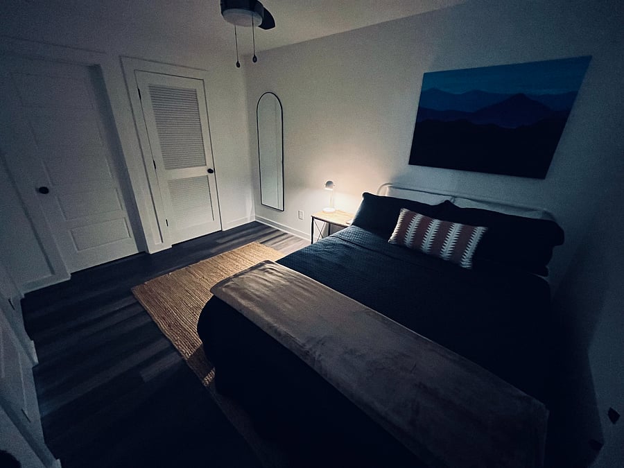 Blackout curtains and Yogasleep sound machine provided to be able to sleep soundly anytime day or night