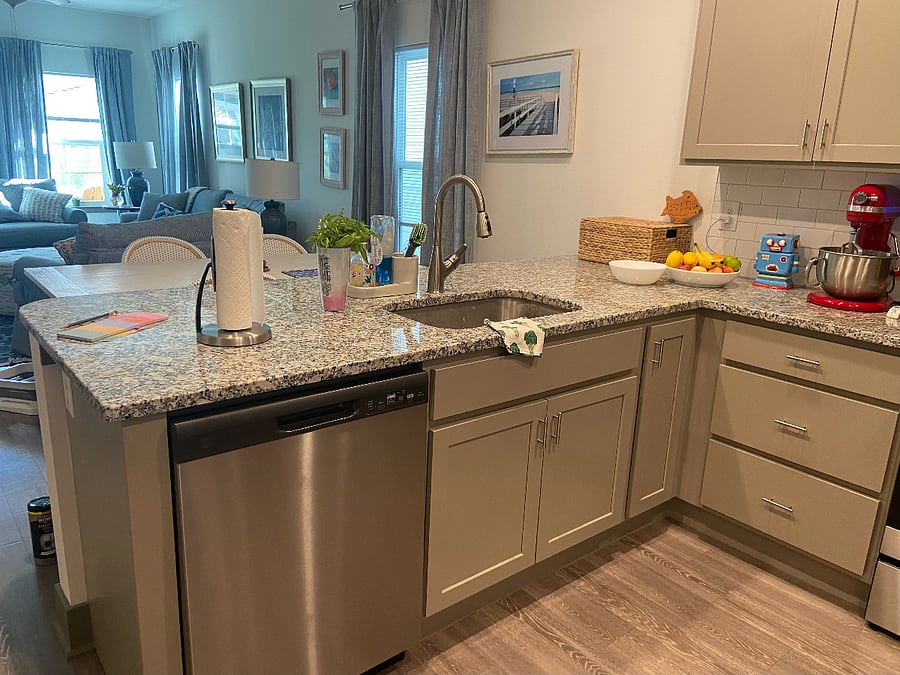Look at the left side of the kitchen, including fresh basil I am propagating - I love gardening and ensure the veggie and herb gardens are always plentiful for our use!