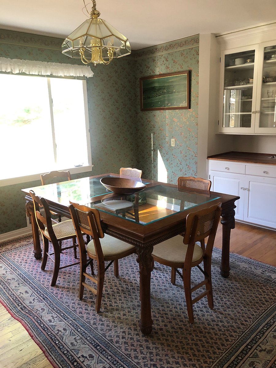The dining room is just off the kitchen.