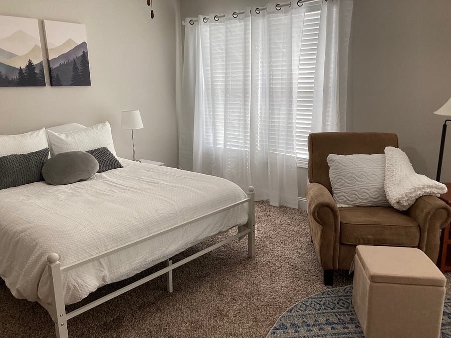 with white sheer curtains
