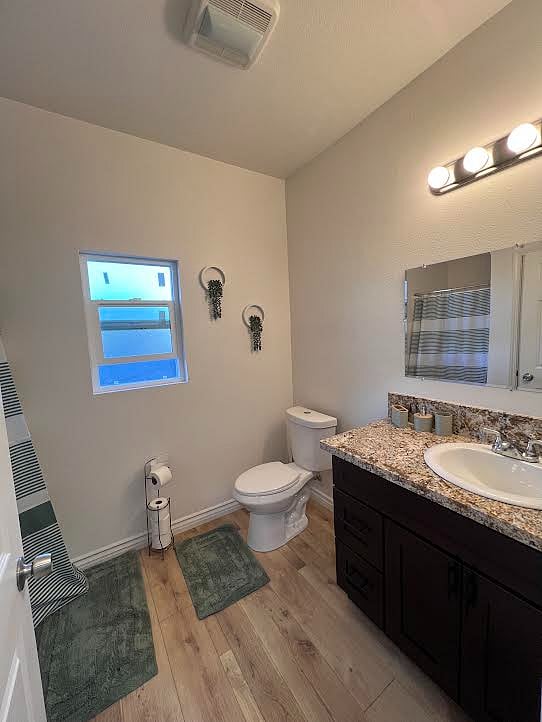 The bathroom has automatic motion detector lighting that can be enabled or disabled to your liking.