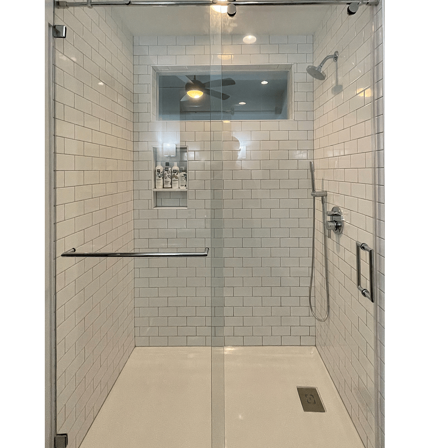 Spacious tiled shower, with a clerestory window to bring in light from the living space. Body wash, shampoo and conditioner are provided.