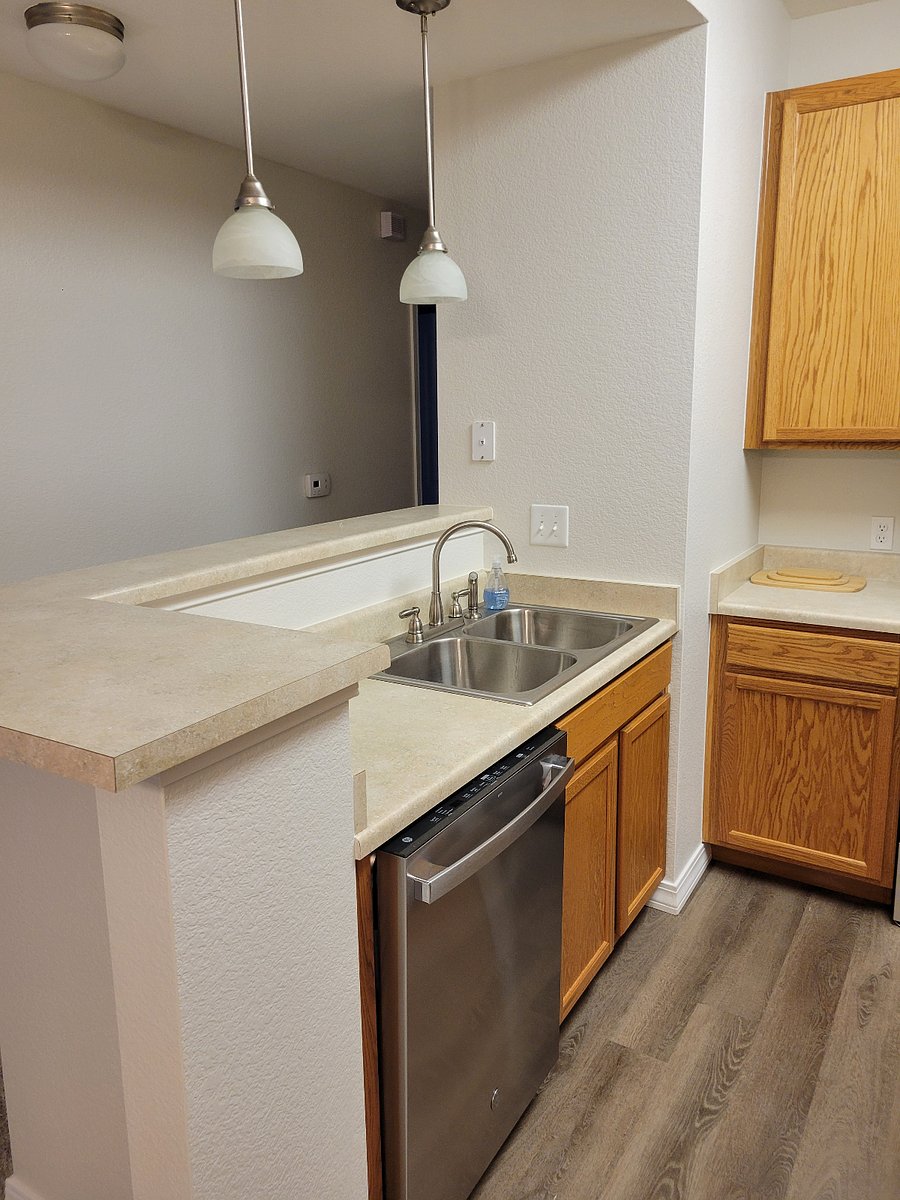 Kitchen and beginning of the hallway