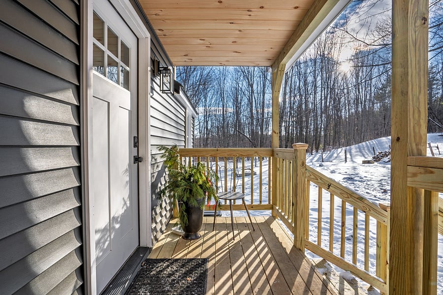 Your studio is attached to our home. You have a private entrance at the end of the covered farmers porch.