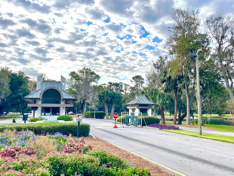 Gated entrance of Shipyard Plantation