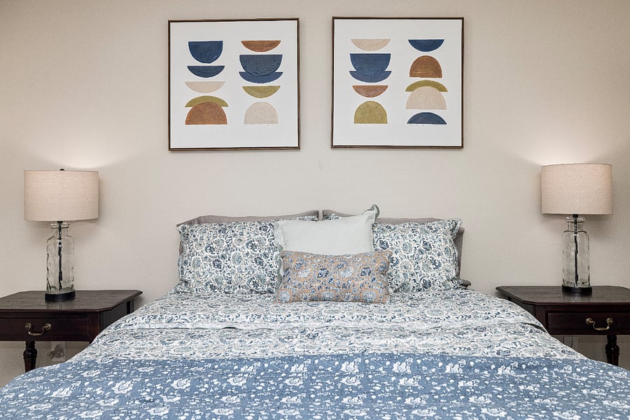 Drift into restful sleep on a brand-new Sealy mattress, complete with blackout curtains and a sound machine for ultimate relaxation.