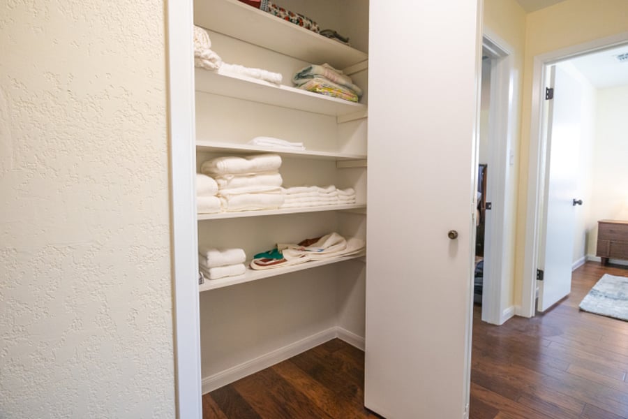 Linen Closet with extra towels and blankets