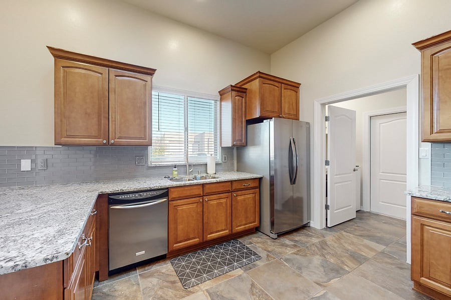 With ample cabinet storage, separate pantry area, dishwasher, and a large fridge, it provides all the convenience and functionality you need for a long, comfortable stay.
