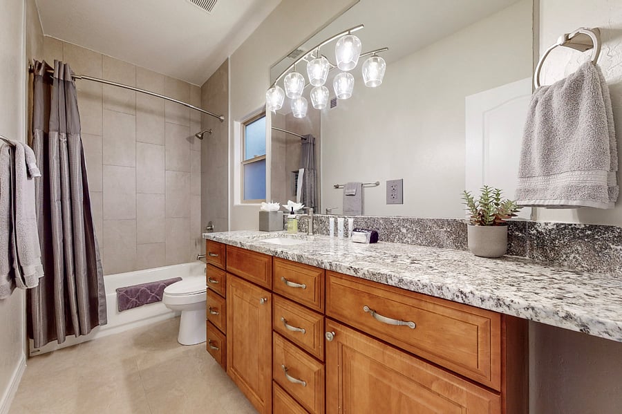The casita includes a private full bathroom with tub and shower, ample counter space and storage. It is also equipped with a hair dryer and toiletries should you need.