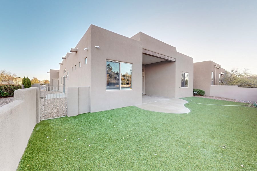 The side and backyard provides ample outdoor space