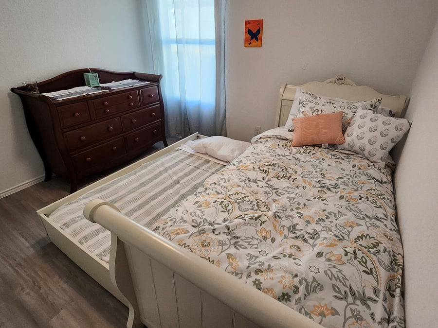 Third Bathroom Duvet bed or just a twin bed