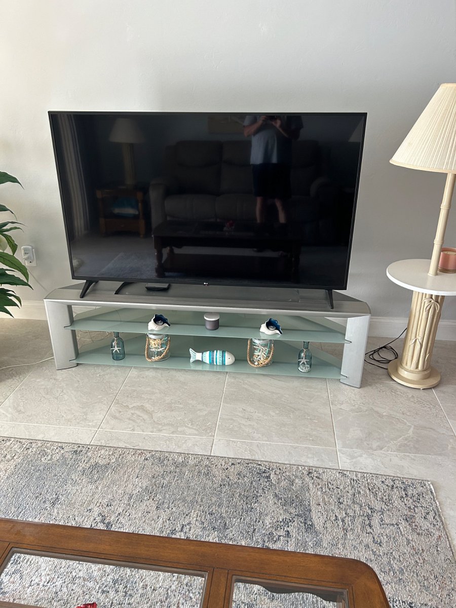 65" Smart TV with sound bar and DVD player