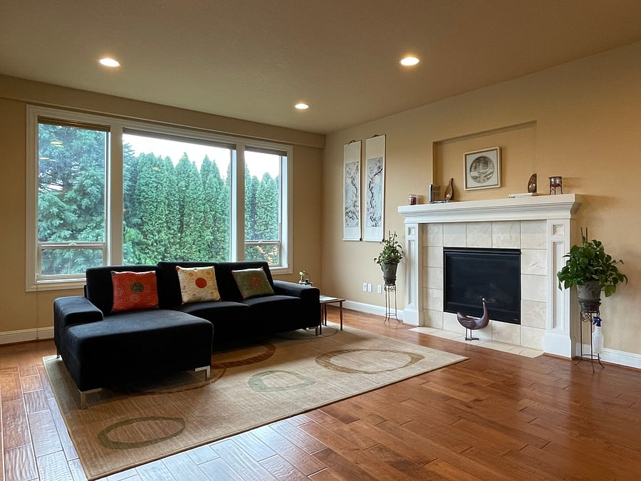 Living Area in Great room with Large South window (common area)