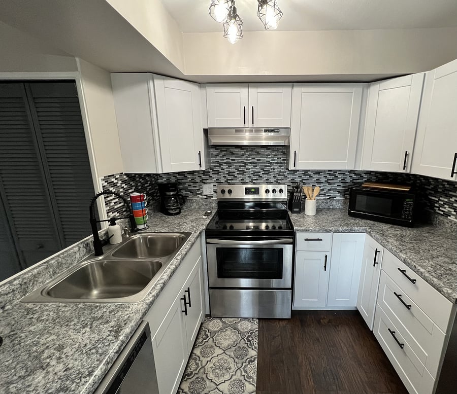 Updated kitchen with stainless steel appliances