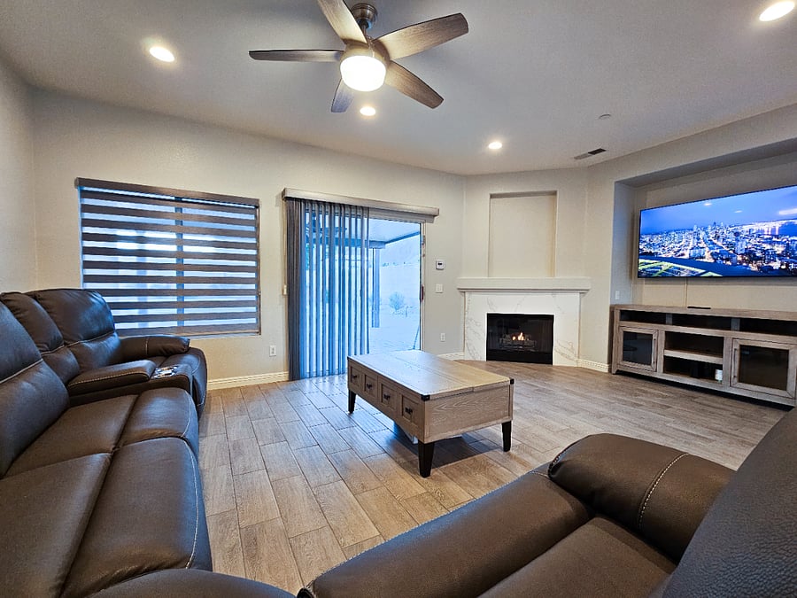Living Room with Fireplace and Smart TV