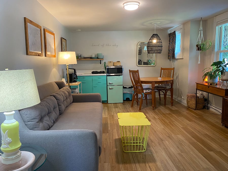 Living room and kitchenette. (use the bathroom sink for water)