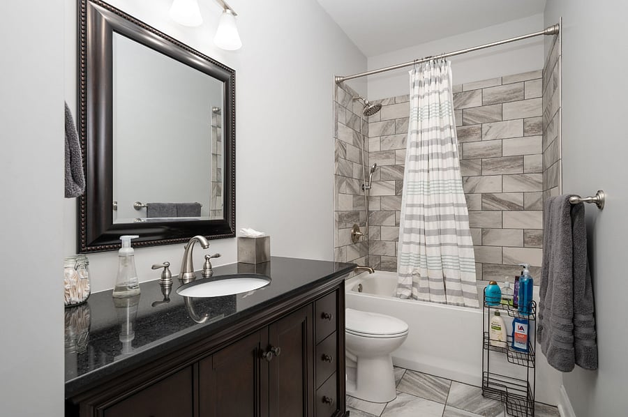 Guest bathroom with shower and soaking tub
