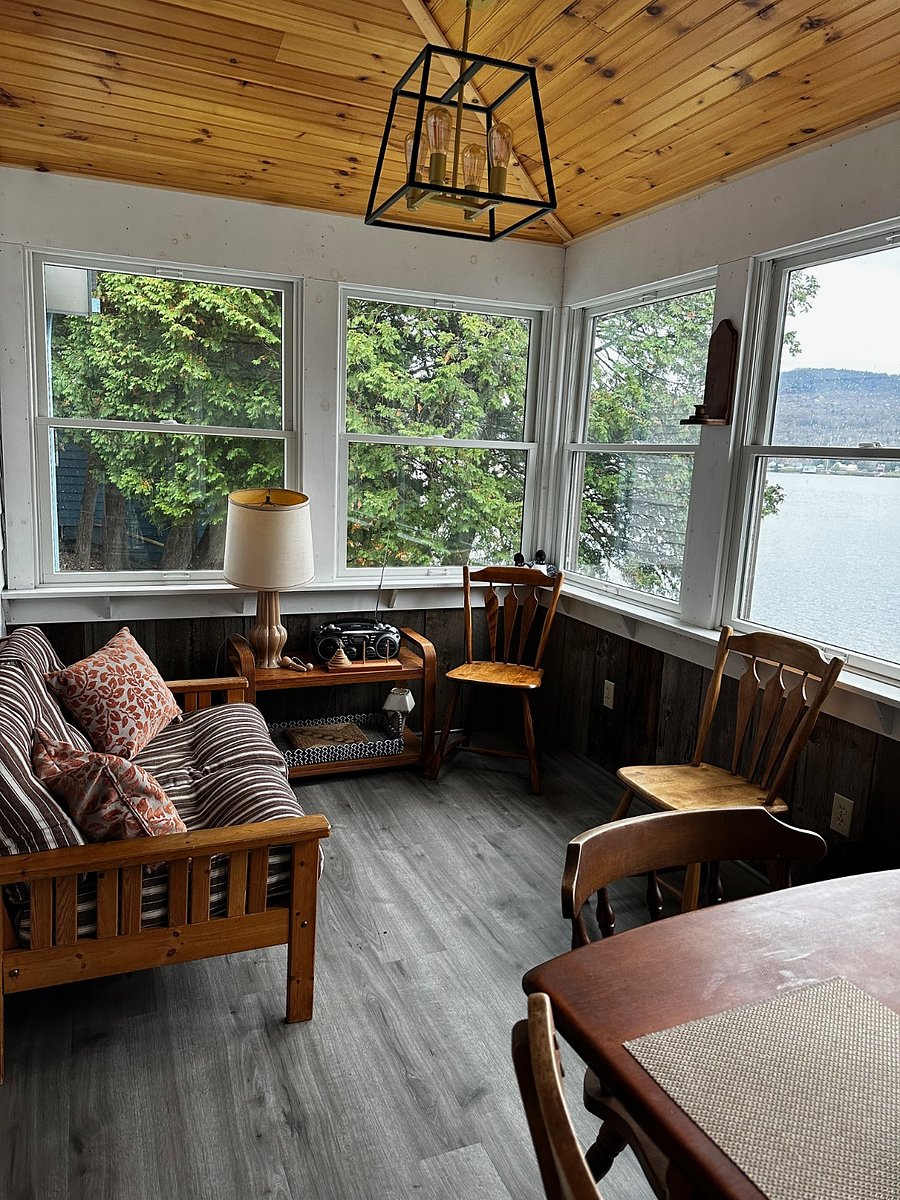 Glassed in sunroom for morning coffee