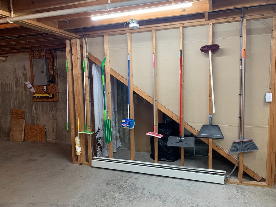 cleaning supplies in basement