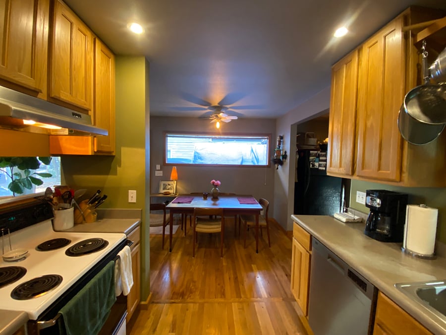 Kitchen looking towards dining table