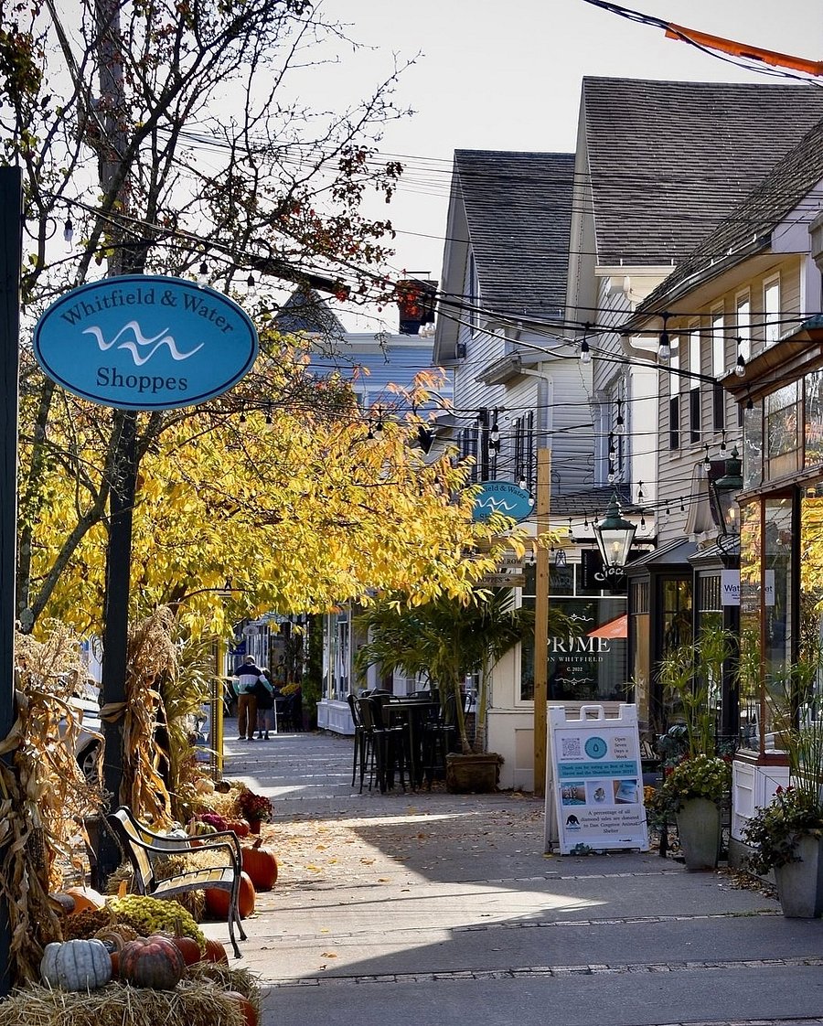 Guilford Green with shops and restaurants.