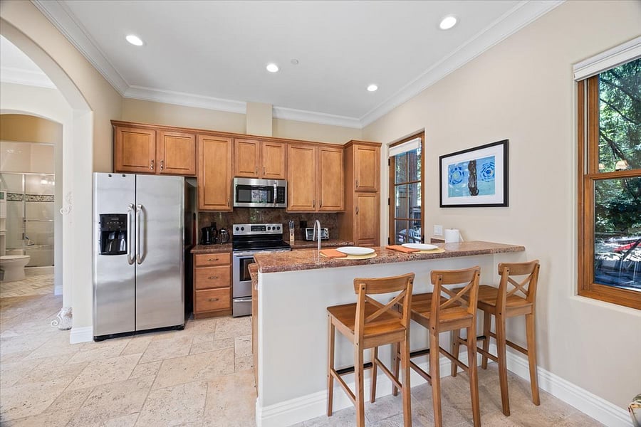 breakfast bar and kitchen