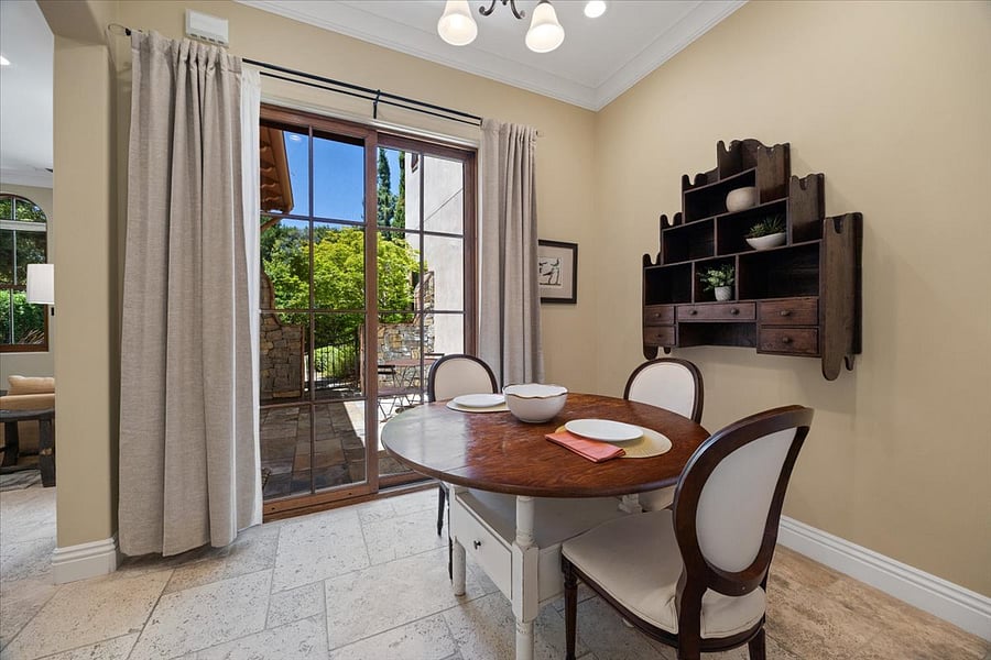 dining room/office area looking out to private courtyard