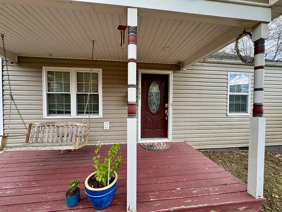Porch swing and keyed entry door for easy access