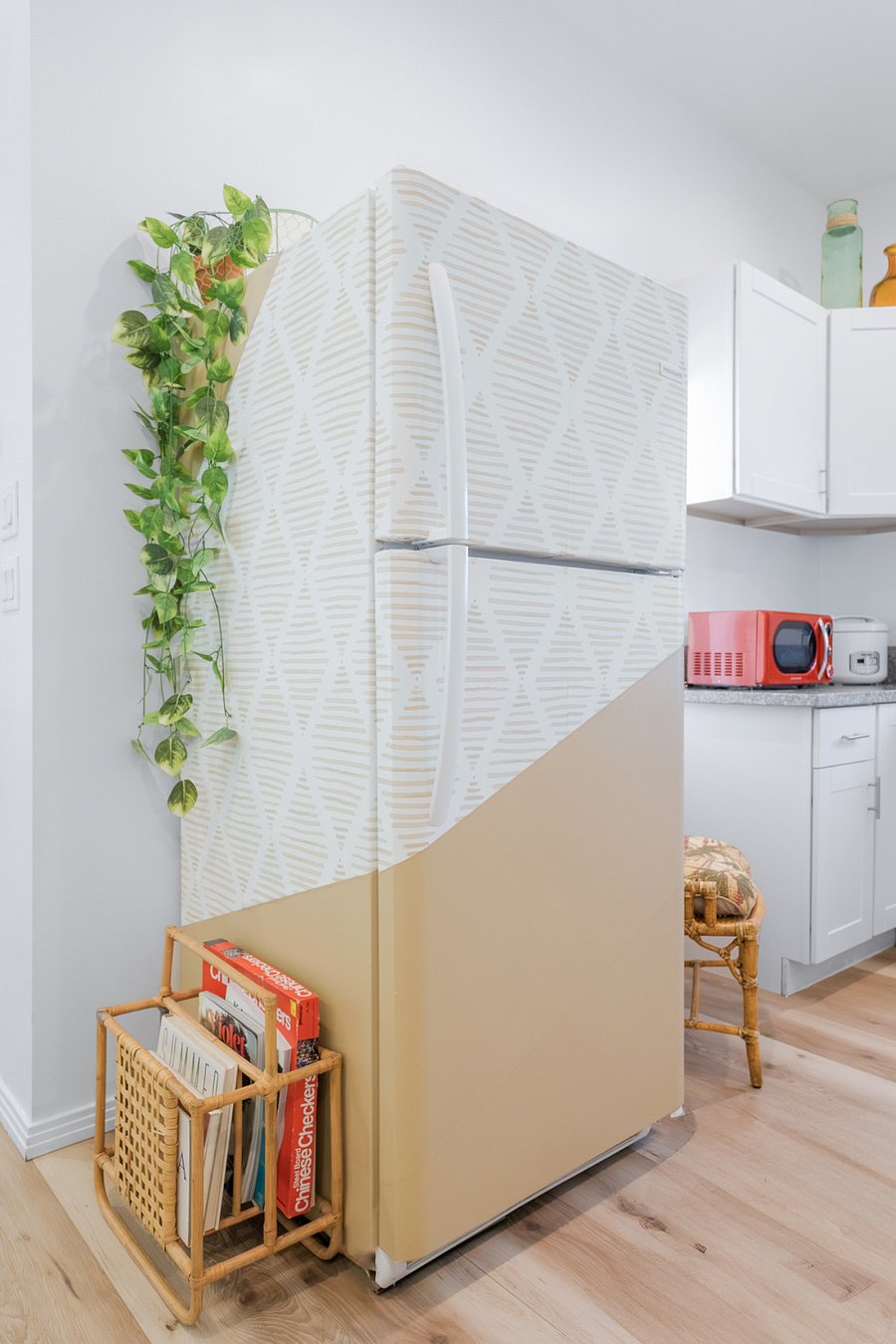 Yes, even the fridge is cute. Custom-designed to bring extra style to your stay.
