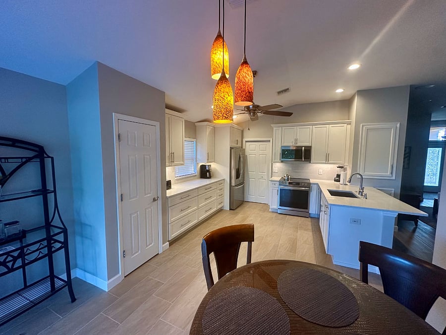 Kitchen, Dinette, panty access and Washer/Drier access. 