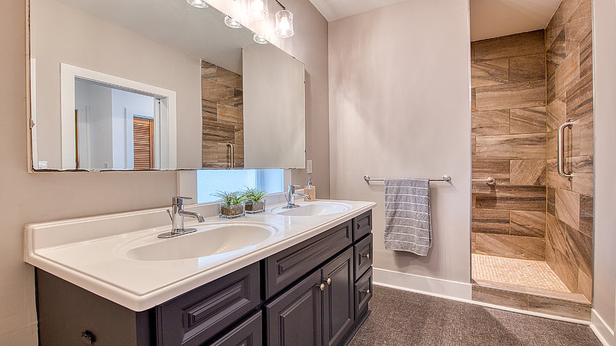 Large modern bath with natural light!