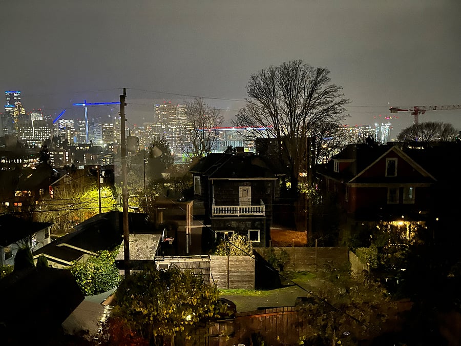 Night view from kitchen window