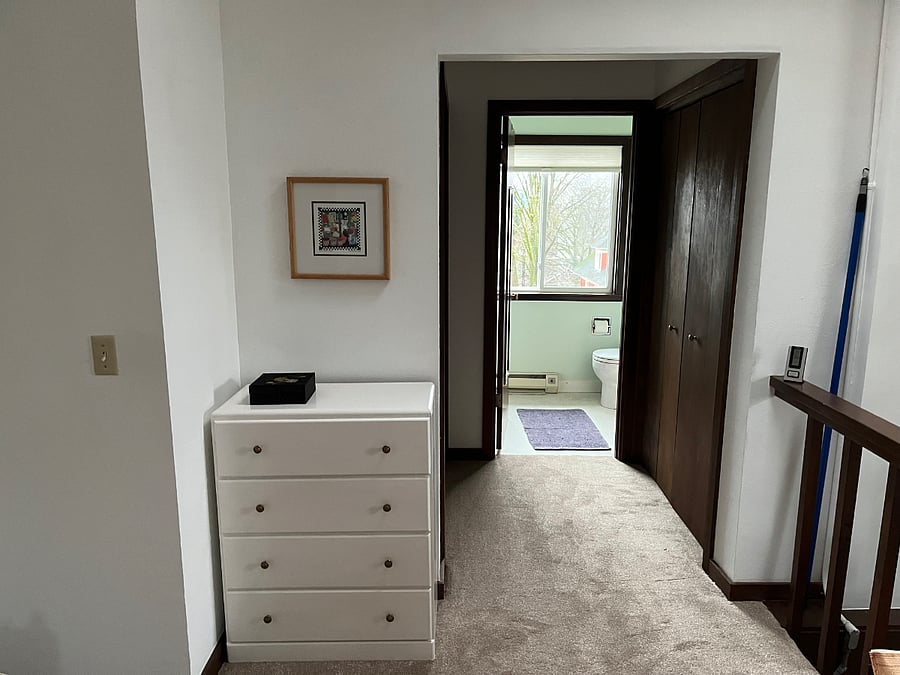 Hallway to bathroom from bedroom