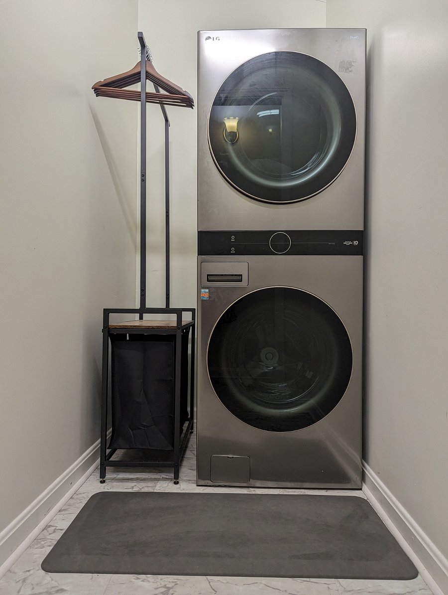 Not shown is ironing board, iron, and steamer.